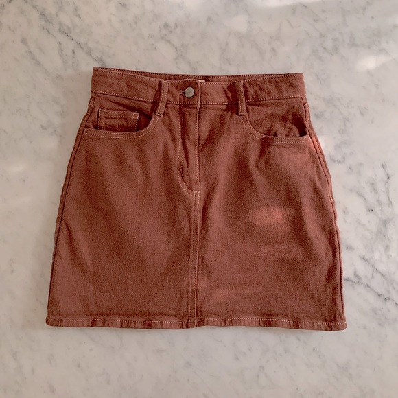 Wilfred rust/terracotta denim mini skirt size 0 - Picture 3 of 7